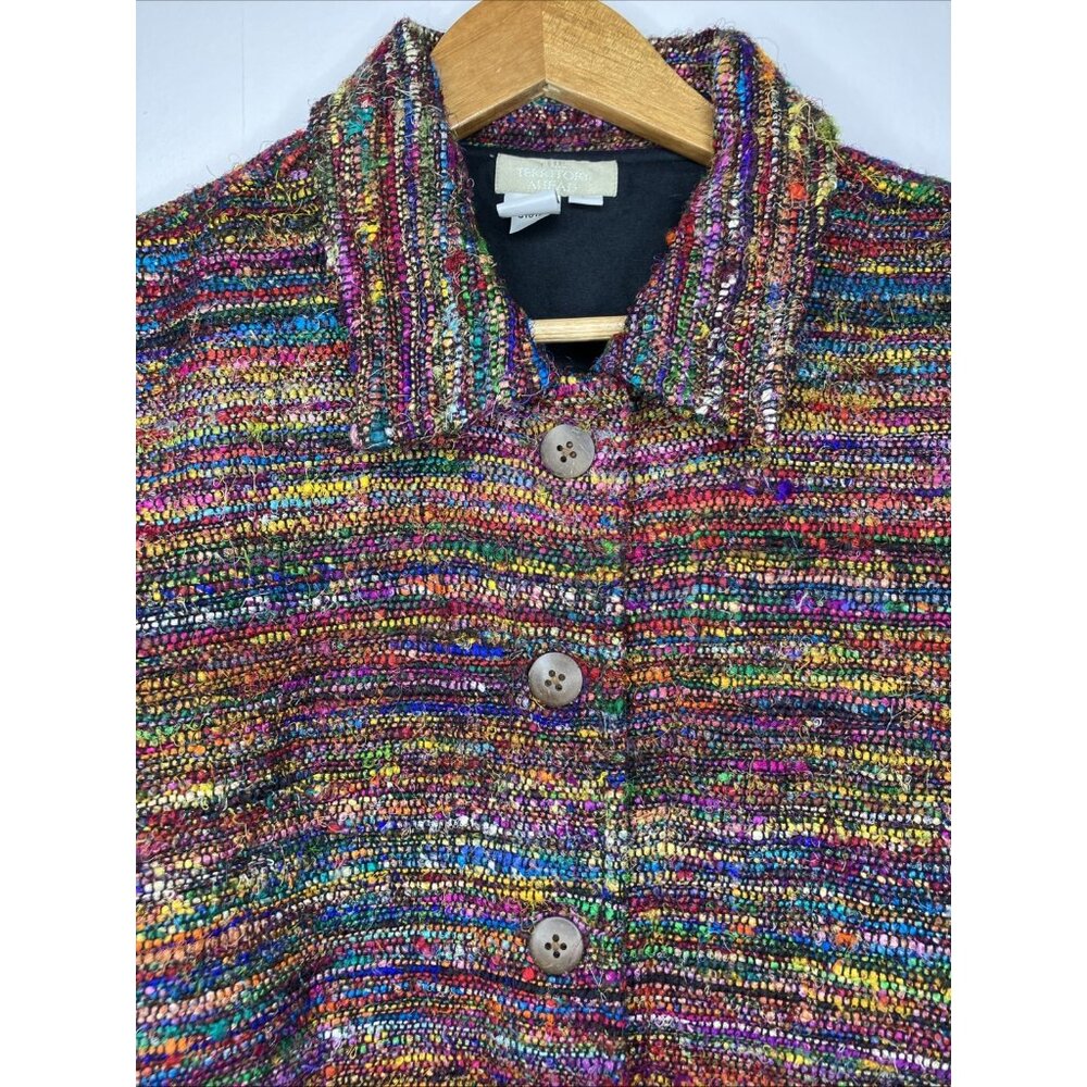 The Territory Ahead Women’s Large Coat Blazer Tapestry Silk Boho Artsy Lagenlook - Picture 2 of 10